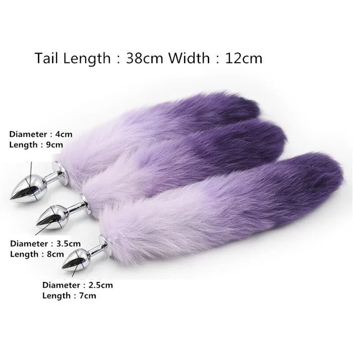 Own Pleasures Anal Purple and Pink Fox Tail Anal Plug 3 Sizes