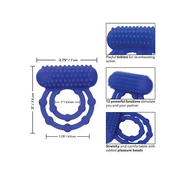 CalExotics Male Sex Toys Silicone Rechargeable 10 Bead Maximus Ring Blue CalExotics Male Sex Toys Silicone Rechargeable 10 Bead Maximus Ring Blue