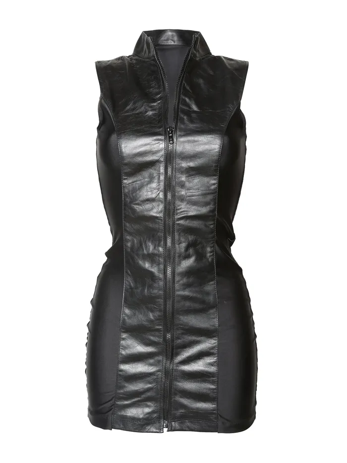 HonourSkintwocom Restraints Ilsa Leather Zip Up Leather Lycra Dress HonourSkintwocom Restraints Ilsa Leather Zip Up Leather Lycra Dress