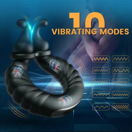 AcmeJoy Couples Bunny BoySeparable Rabbit Rocker 10 Vibrating Cock Ring for Couple Play
