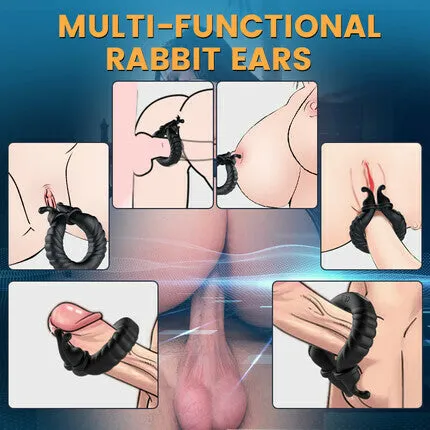 AcmeJoy Couples Bunny BoySeparable Rabbit Rocker 10 Vibrating Cock Ring for Couple Play