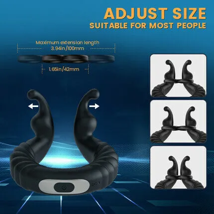 AcmeJoy Couples Bunny BoySeparable Rabbit Rocker 10 Vibrating Cock Ring for Couple Play