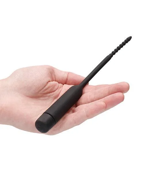 Anal Shots Ouch Urethral Sounding Silicone Vibrating Bullet Plug Wbeaded Tip Black Shots America LLC