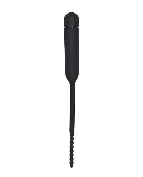 Anal Shots Ouch Urethral Sounding Silicone Vibrating Bullet Plug Wbeaded Tip Black Shots America LLC