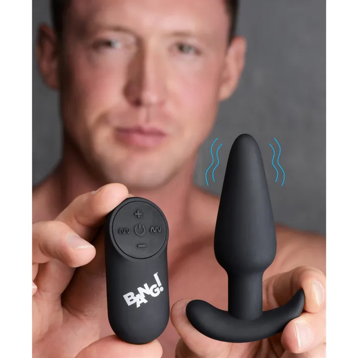 21X Remote Control Vibrating Silicone Butt Plug Black BANG Anal