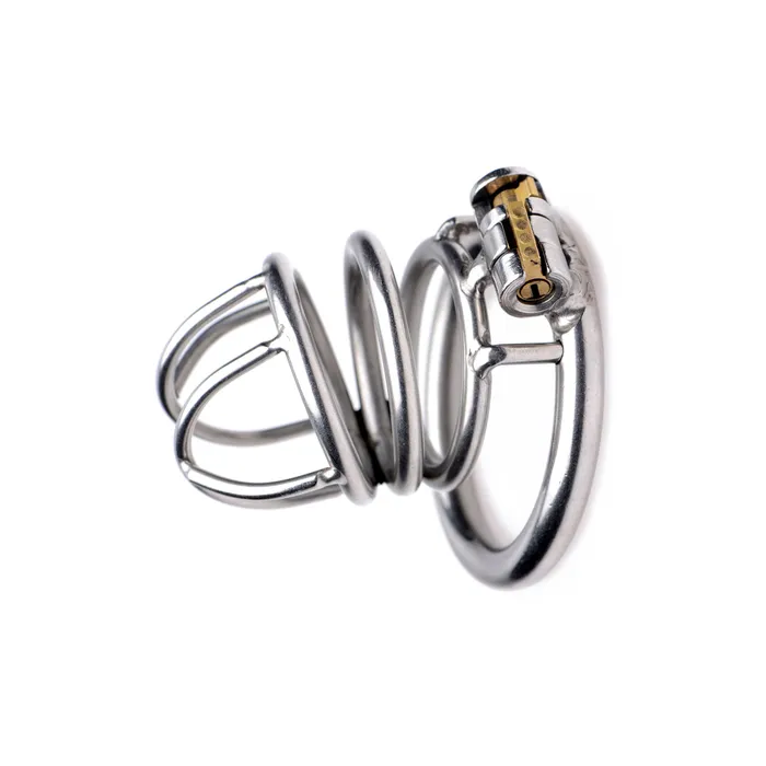 Male Sex Toys Master Series The Pen Deluxe Stainless Steel Locking Chastity Cage