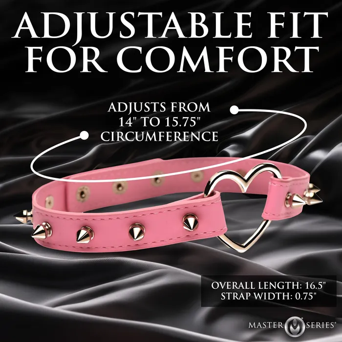 Master Series Vibrators Spiked Heart Choker Pink