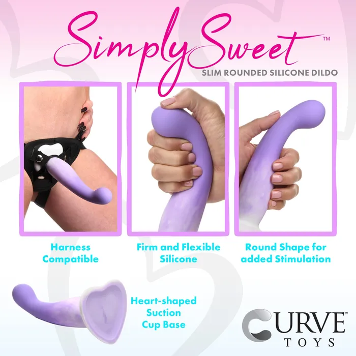Simply Sweet Slim GSpot Silicone Dildo PurpleWhite Simply Sweet Dildos