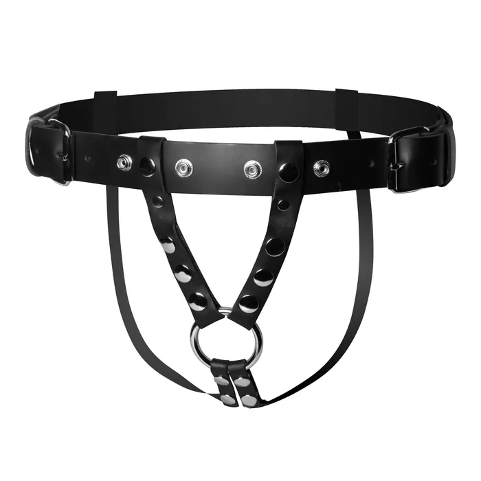 Strict Leather Female Sex Toys Double Penetration Premium Leather Dildo Harness for Men