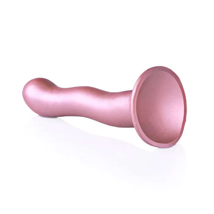 Dildos Ouch Ouch Ultra Soft Silicone Curvy GSpot Dildo Metallic Rose 7 Inch