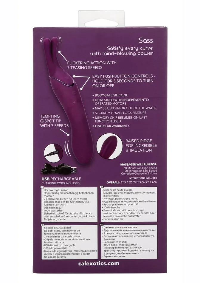 Tempt and Tease Sass Rechargeable Silicone Vibrator with Clitoral Stimulator Tempt and Tease Female Sex Toys