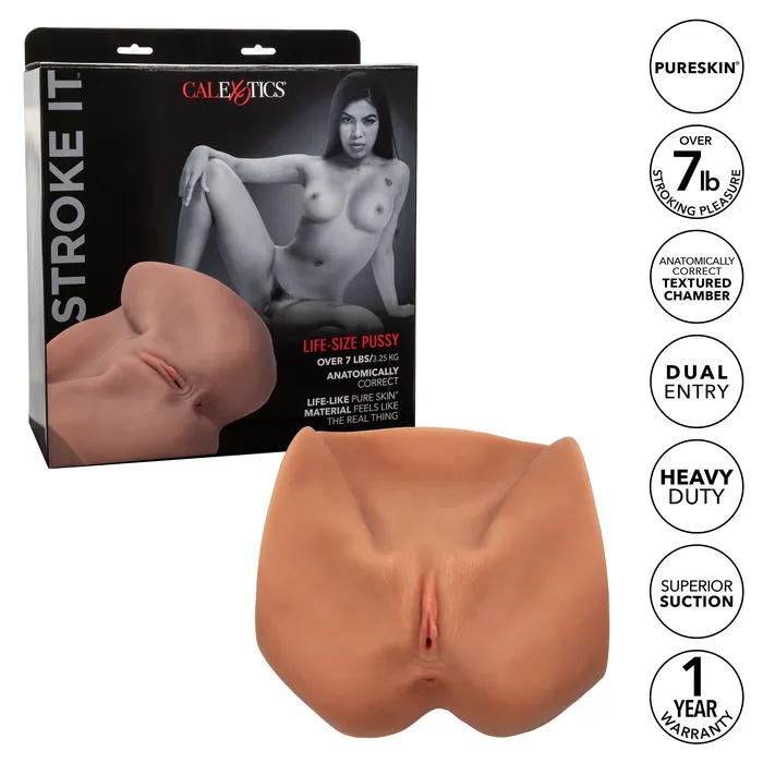 CalExotics Male Sex Toys Stroke It LifeSize Pussy Brown CalExotics Male Sex Toys Stroke It LifeSize Pussy Brown