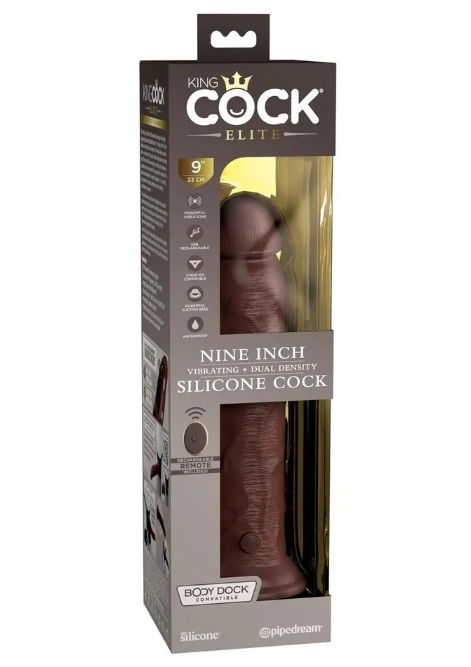 King Cock Female Sex Toys King Cock Elite Dual Density Vibrating Rechargeable Silicone Dildo with Remote Control Dildo