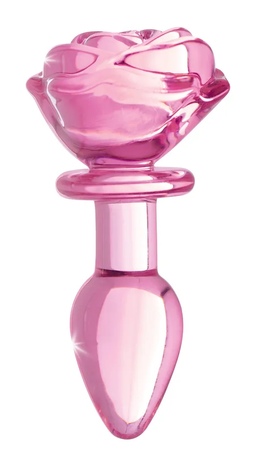 Pink Rose Glass Anal Plug Small XR Brands Booty Sparks Anal Pink Rose Glass Anal Plug Small XR Brands Booty Sparks Anal