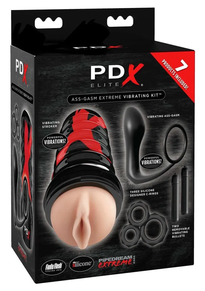 Pipedream Extreme Elite AssGasm Vibrating Kit Masturbator with Bullets Pussy PDX Elite Male Sex Toys
